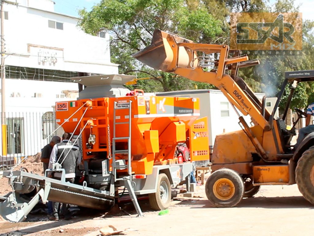 Vista frontal de planta dosificadora móvil 327 K Starmix